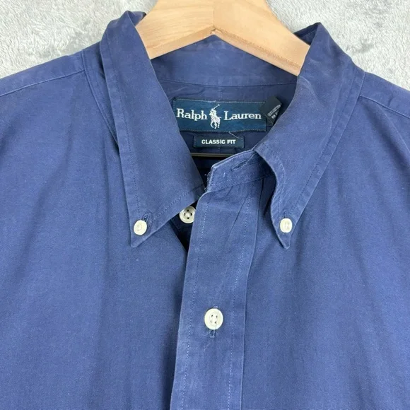 Polo Ralph Lauren Shirt Mens XLT Blue Button Down Short Sleeve Classic Fit - Picture 10 of 16